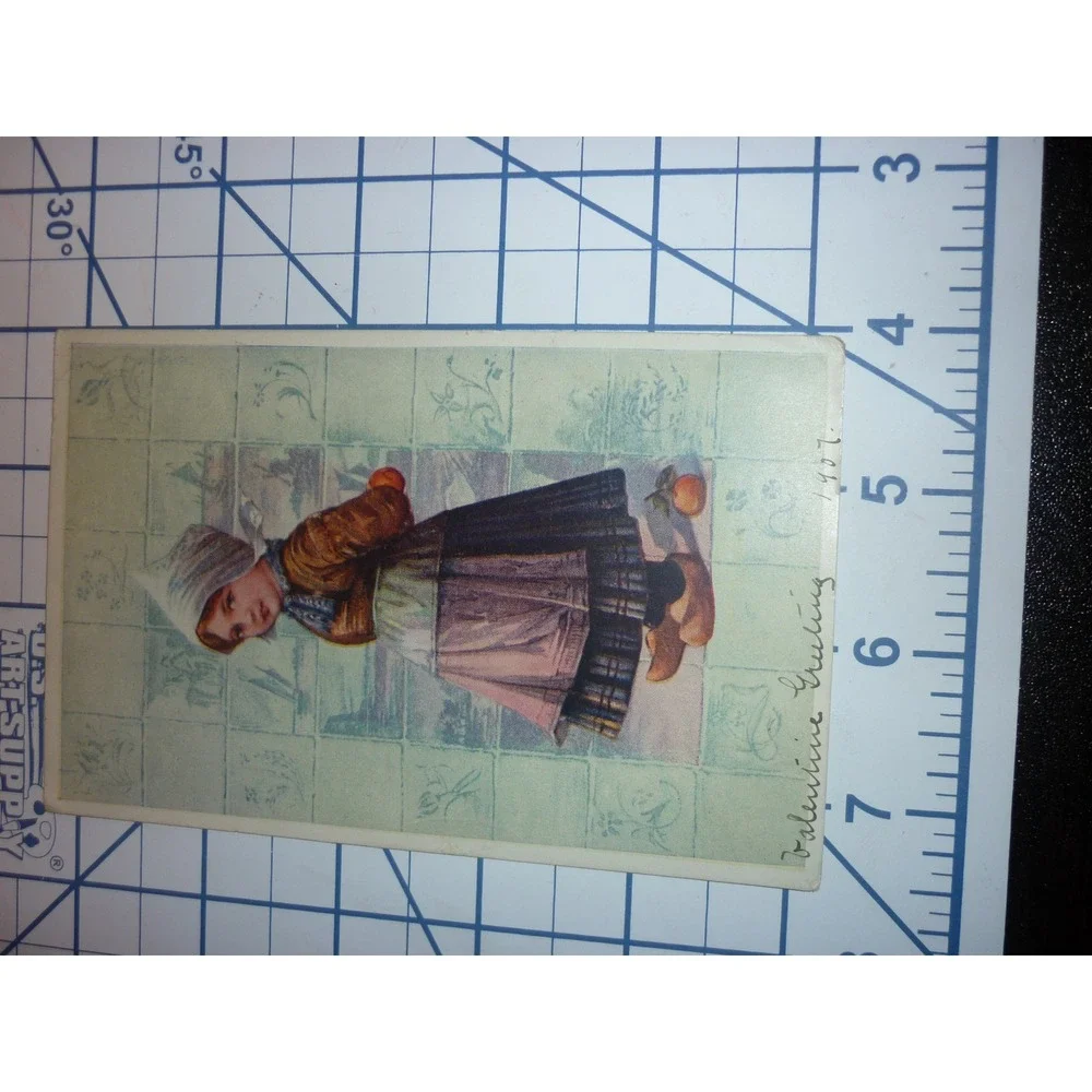Vintage 1907 Valentine Greeting Postcard Dutch Girl Undivided‎ Back Reading PA